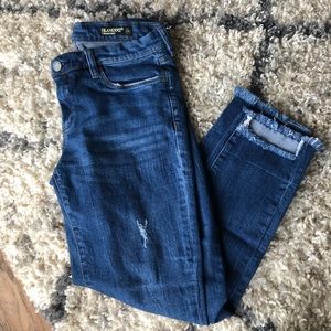 Women’s crop raw edge jeans
